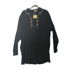 ISLANDER Swimsuit Coverup Women Size 1X Embroidered Sequin 100% Cotton NEW NWT